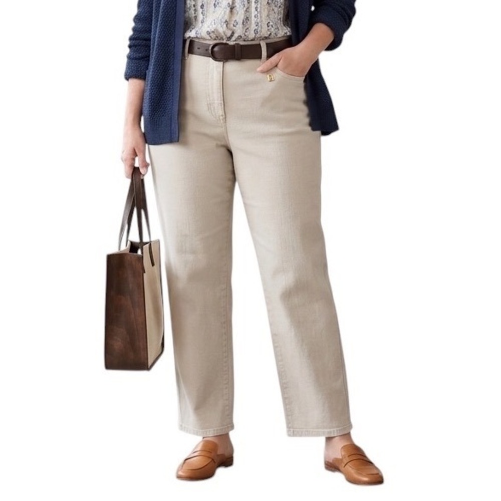 Christopher & Banks Classic Fit Tan Khaki Straight Leg Pants Womens 12 Short